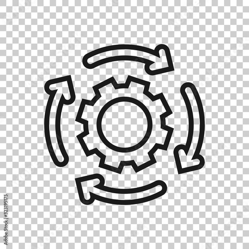 Workflow icon in flat style. Gear effective vector illustration on white isolated background. Process organization business concept.