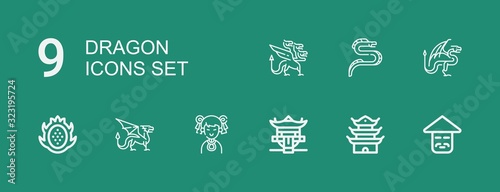 Editable 9 dragon icons for web and mobile