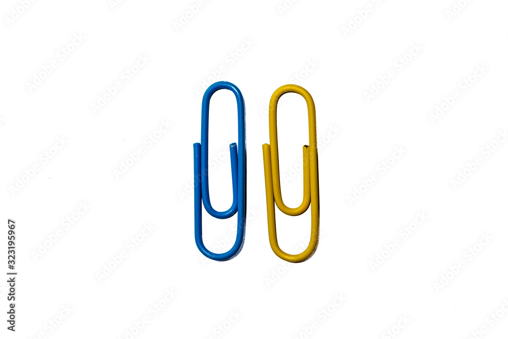 blue and yellow paperclip