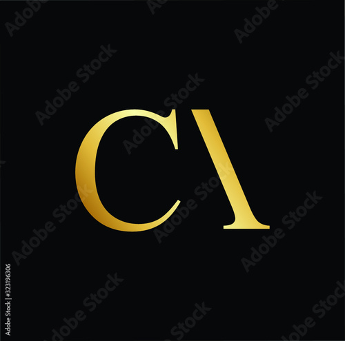 Outstanding professional elegant trendy awesome artistic black and gold color CA AC initial based Alphabet icon logo.