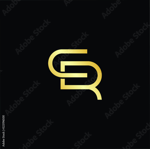 Outstanding professional elegant trendy awesome artistic black and gold color CR RC initial based Alphabet icon logo.