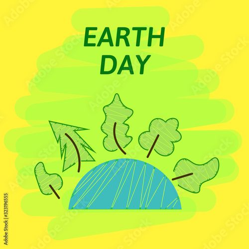 Sketch illustration of planet earth and green trees vector illustration