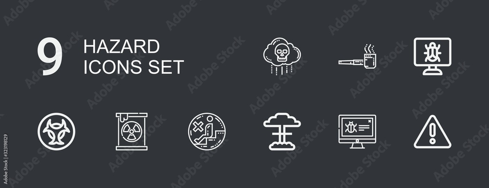 Editable 9 hazard icons for web and mobile Editable 9 hazard icons for web and mobile