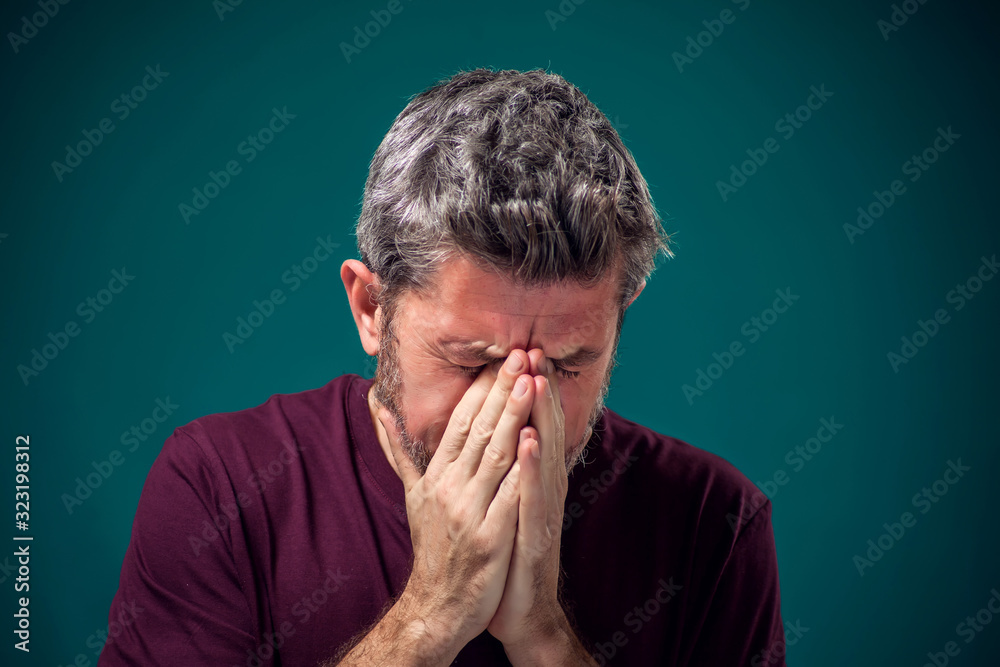 A portrait of sad bearded man. People and emotions concept A portrait of sad bearded man. People and emotions concept
