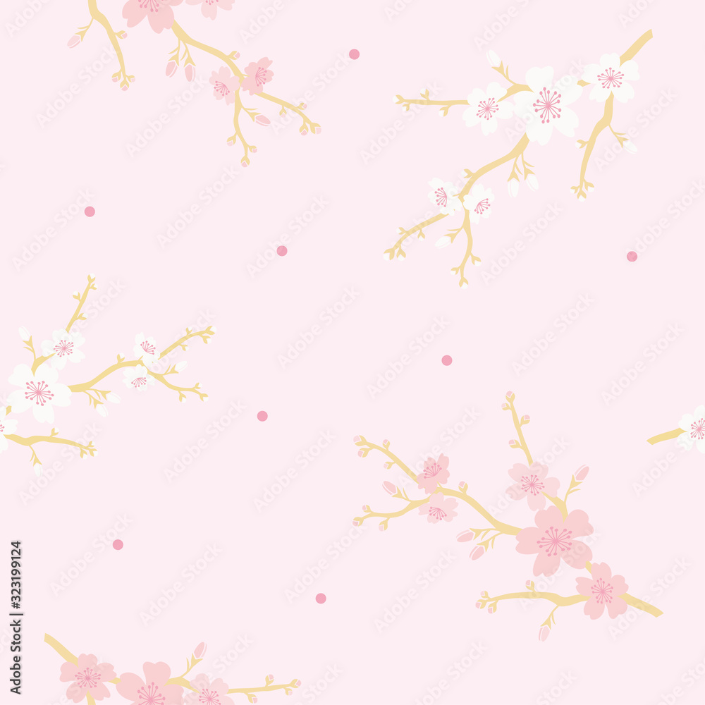 Vector cherry blossoms seamless pattern Vector cherry blossoms seamless pattern