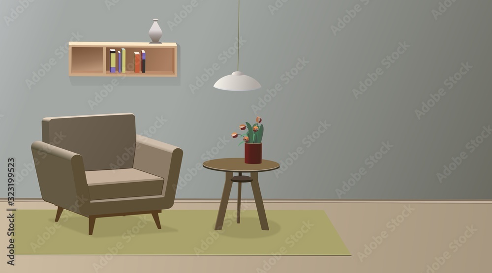 simple home interior , isometric vector drawing