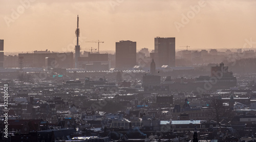 Photography Amsterdam Topview to City center with cloudy sky
