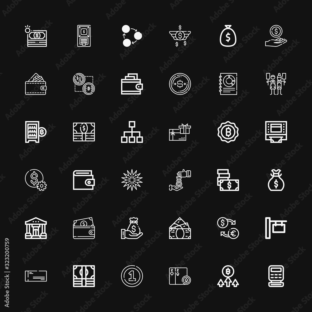 Editable 36 dollar icons for web and mobile