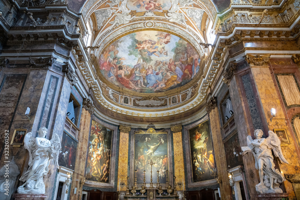 Panoramic view of interior of Sant'Andrea delle Fratte