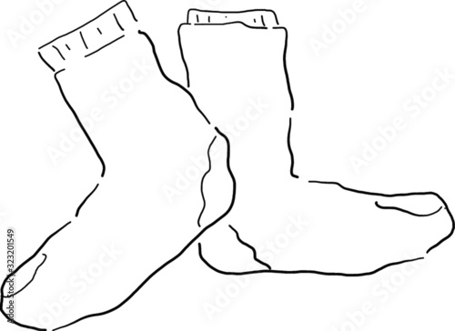 Cartoon Illustration Simple Pair of Socks Black White Sketch (ID: 323201549)