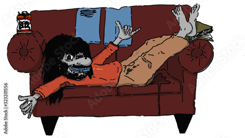 Cartoon Vector Illustration Cartoon Couch Surfer Bum Hippie (ID: 323201556)