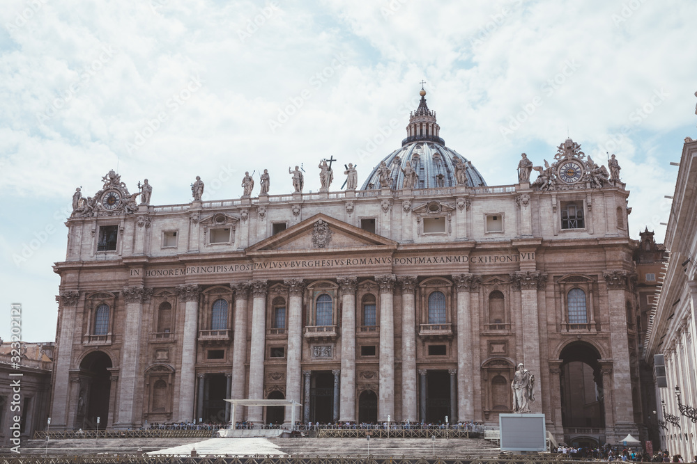 Panoramic view on the Papal Basilica and square of St. Peter in the Vatican