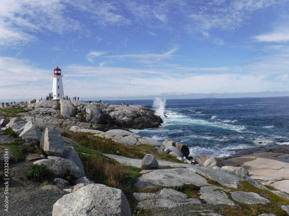 North America, Canada, Province of Nova Scotia, lighthouse of Peggy's Cove Harbor City