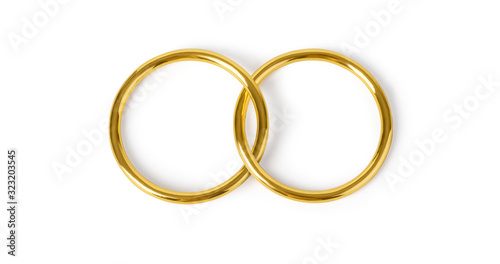 Golden rings isolated on white
