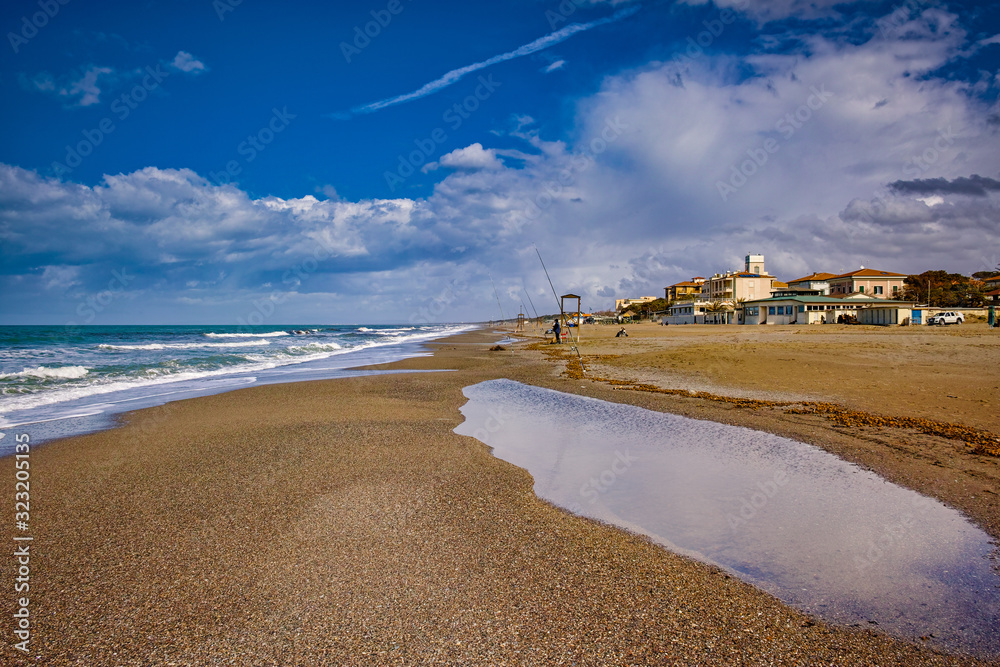 Panorama of the beach of Donoratico Tuscany Italy