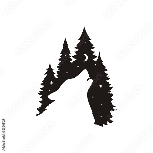 Wild wolf head silhouette