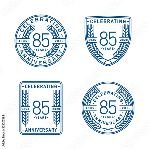 85 years anniversary celebration logotype. Eighty fifth anniversary logo collection. Set of anniversary design template. Vector and illustration.