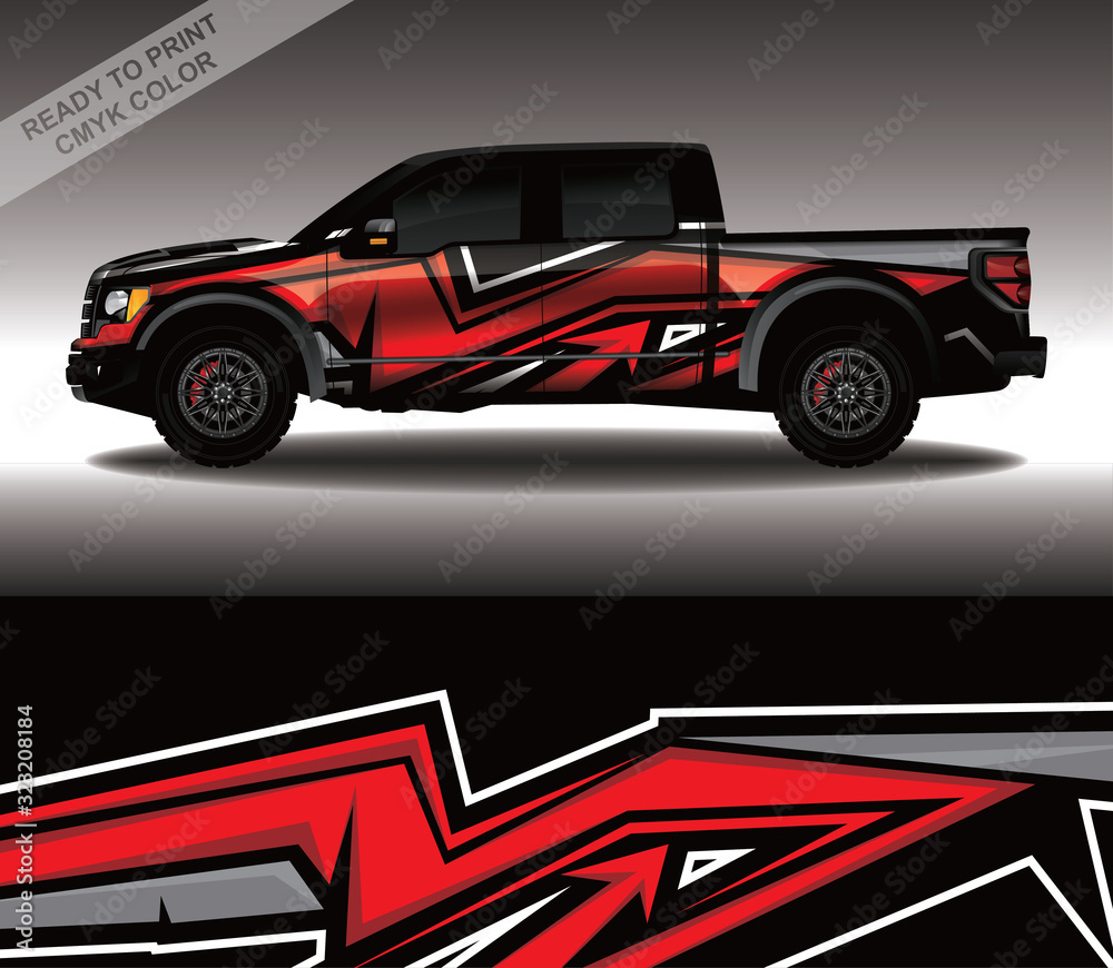 Fototapeta premium Car wrap decal design vector, custom livery race rally car vehicle sticker and tinting.