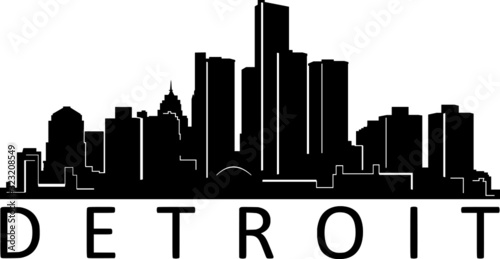 Detroit City Skyline Cityscape Silhouette Vector