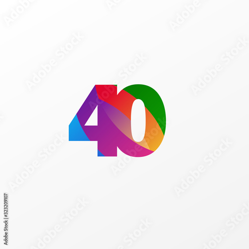 40 Years Anniversary Celebration Elegant Color Vector Template Design Illustration