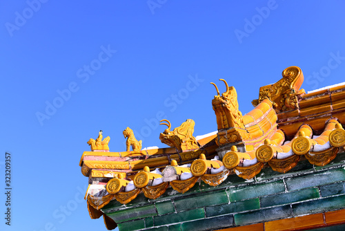 A corner of an ancient Chinese building in the eastern mausoleum of the qing dynasty in zunhua photo