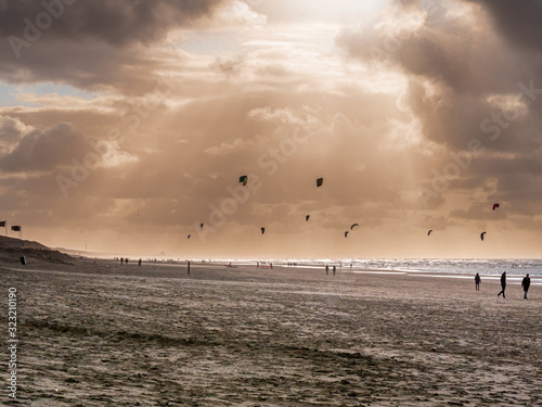 Zandvoort Netherlands Beach with Kite Sport Background in Orange