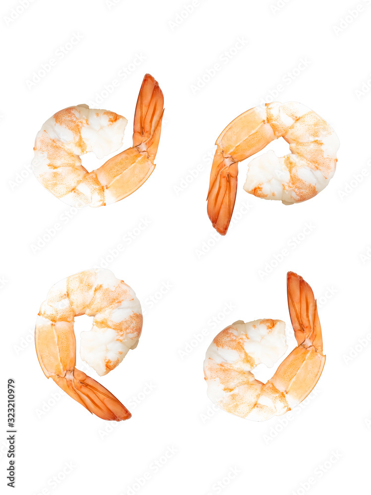 Shrimp of boiled prawn seafood isolated white background Shrimp of boiled prawn seafood isolated white background