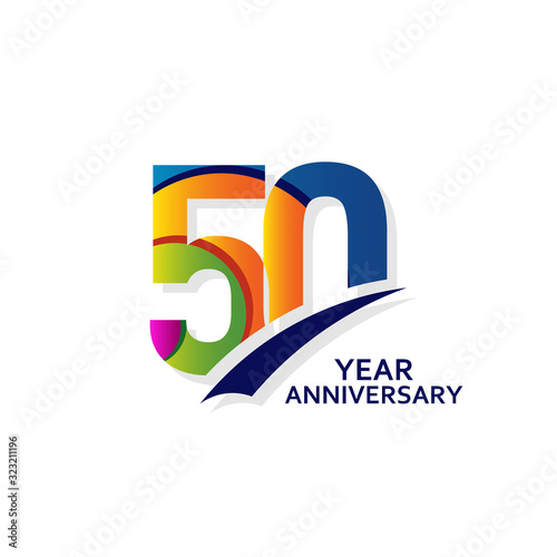 50 Years Elegant Anniversary Celebration Vector Template Design Illustration
