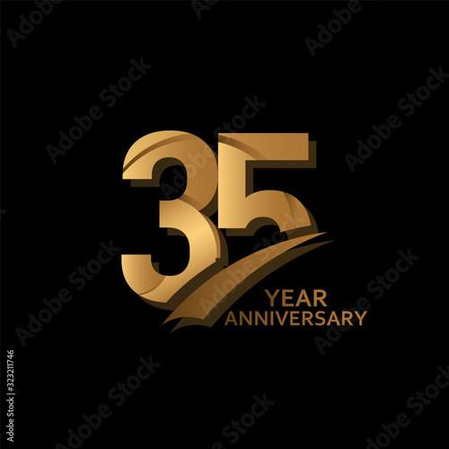 35 Years Gold Elegant Anniversary Celebration Vector Template Design Illustration
