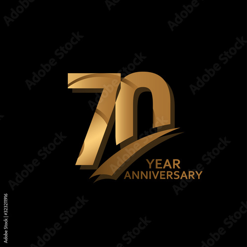 70 Years Gold Elegant Anniversary Celebration Vector Template Design Illustration