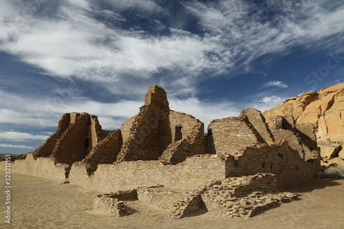 Pueblo Bonito in Chaco Culture National Historical Park in New Mexico, USA. This settlement was inhabited by Ancestral Puebloans, or the Anasazi in prehistoric America. photo