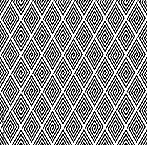 Seamless diamonds pattern. Geometric spiral lines texture.