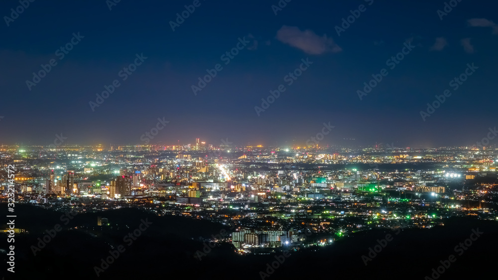 東京 高尾山 かすみ台展望台からの夜景 横浜方面
