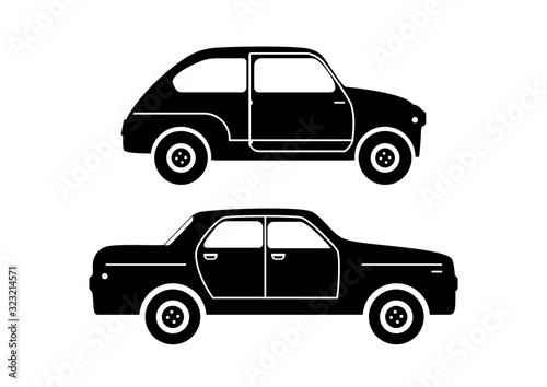 Car silhouette. Retro car icon.