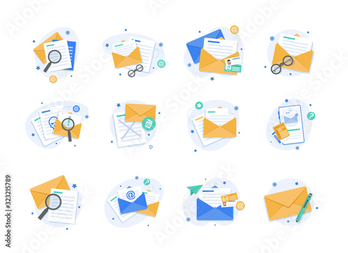 Email and messaging,Email marketing campaign,flat design icon vector illustration