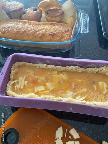 Fotografie quiche lorraine mit lauch und schinken