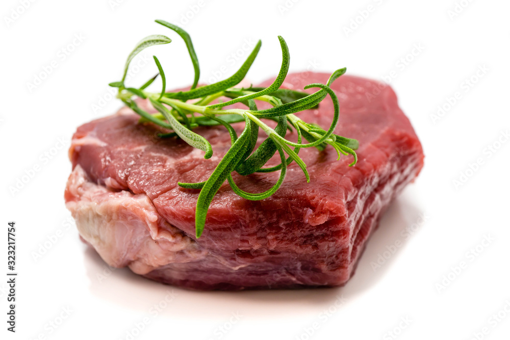 raw beef steak isolated on white backgroud