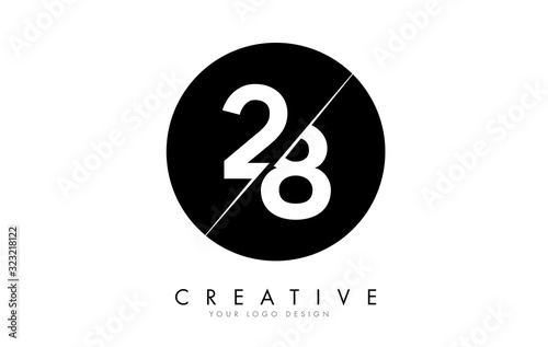 28 2 8 Number Logo Design with a Creative Cut and Black Circle Background. photo