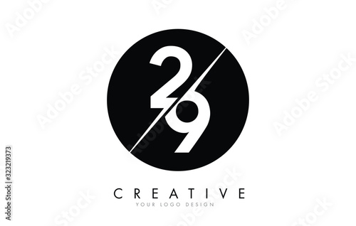 29 2 9 Number Logo Design with a Creative Cut and Black Circle Background.