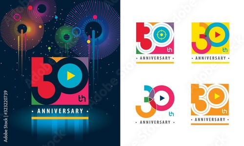 Set of 30th Anniversary logotype design, Thirty years Celebrating Anniversary