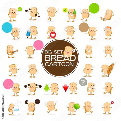Fototapeta Naklejka Na Ścianę i Meble -  Set of Bread cartoon set 001