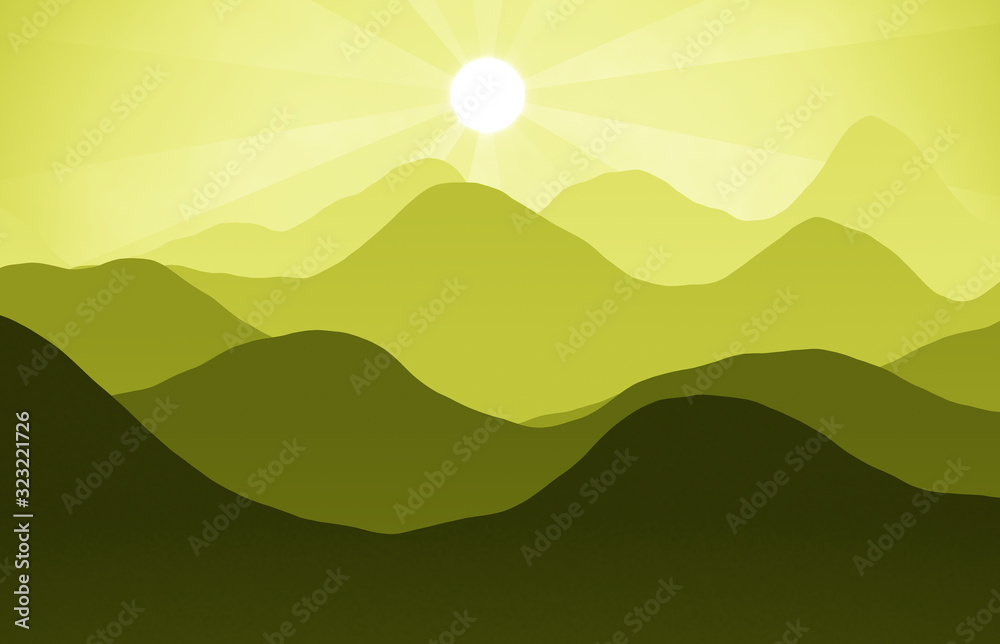 Obraz premium mountains hills sunset landscape
