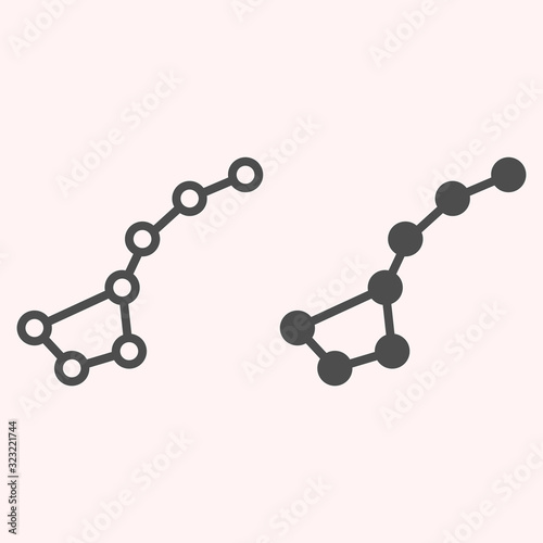 Constellation ursa major line and glyph icon. Stars in other galaxy. Astronomy vector design concept, outline style pictogram on white background, use for web and app. Eps 10.