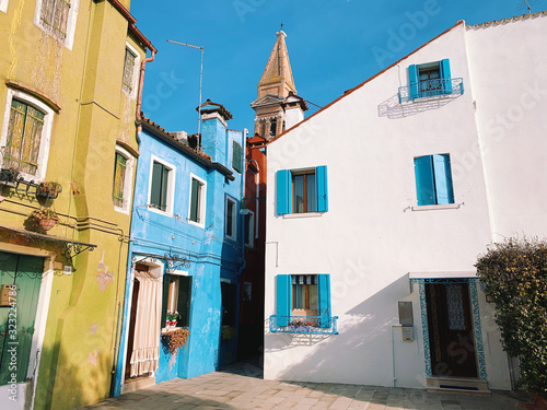 BURANO  ITALY - JANUARY 20  2020  Colorful houses on the island of Burano in Italy. Burano island is famous for its colorful fisherman s houses..