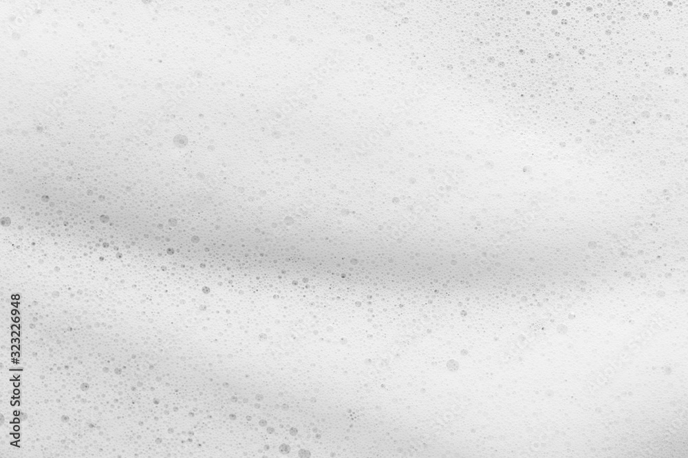White cleanser foam texture background. Soap, shampoo bubbles closeup. Foamy skin care product sample - obrazy, fototapety, plakaty 
