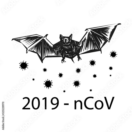 Bat vector Disease carrier coronavirus outbreak or 2019 ncov with coronavirus cell