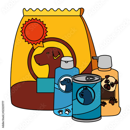 bag of food for dog with care products