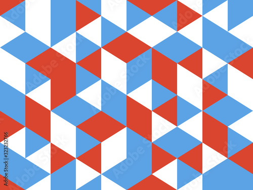vector Illustration of abstract seamless triangle shape geometric pattern background with red, blue and white colored