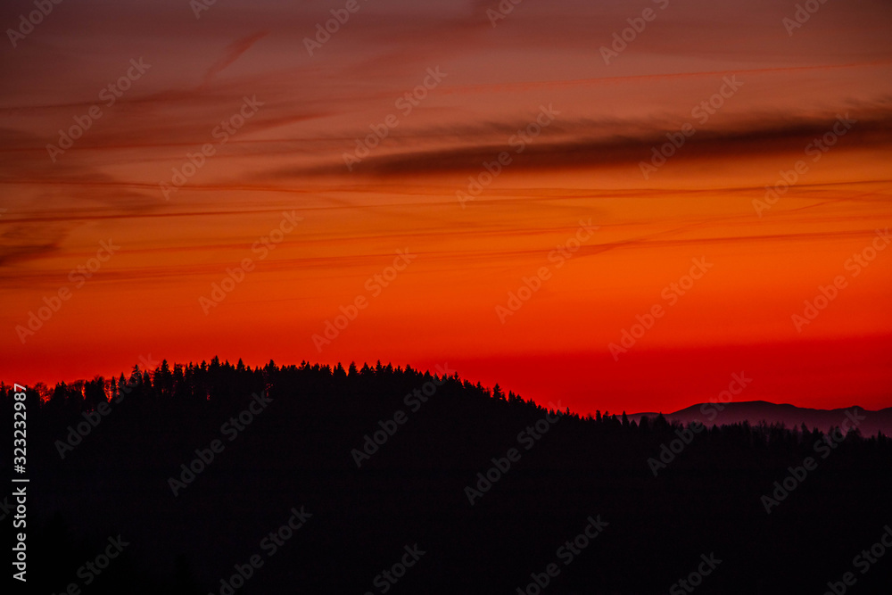 great sunshine at winter mountain with coloured sky great sunshine at winter mountain with coloured sky