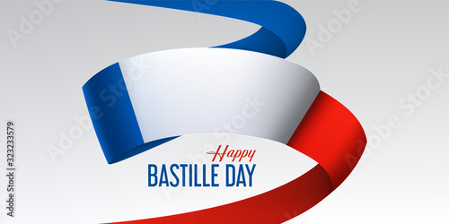 Bastille day banner with national France flag